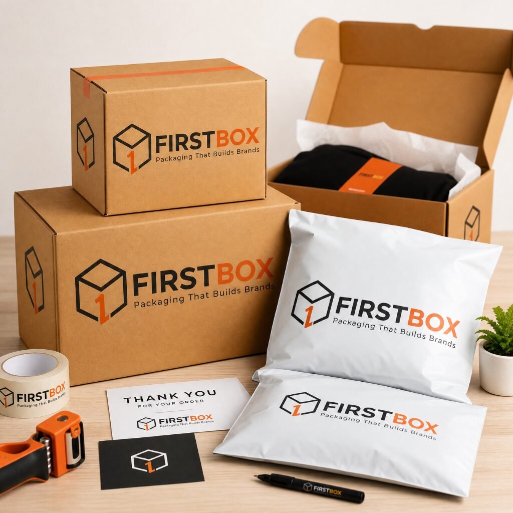 E-commerce shipping corrugated boxes and poly mailers by FIRSTBOX